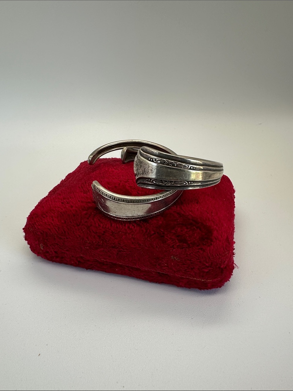 Sterling plate Spoon Handle Cuff Bracelet - Silver Tone